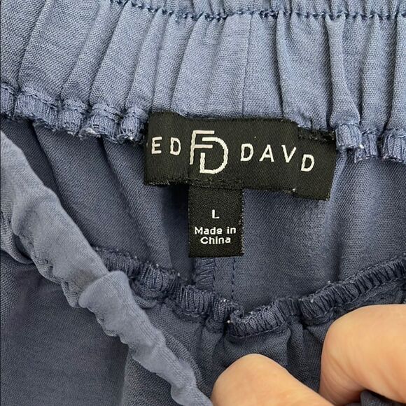 Fred David Dusty Blue V-Neck Top and Jogger / Lounge Set Drawstring Pockets - Picture 6 of 9